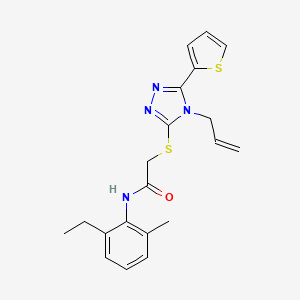 molecular formula C20H22N4OS2 B12016493 N-(2-ethyl-6-methylphenyl)-2-{[4-(prop-2-en-1-yl)-5-(thiophen-2-yl)-4H-1,2,4-triazol-3-yl]sulfanyl}acetamide CAS No. 618879-87-1