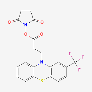 molecular formula C20H15F3N2O4S B1201654 1-({3-[2-(Trifluoromethyl)-10h-phenothiazin-10-yl]propanoyl}oxy)pyrrolidine-2,5-dione CAS No. 92911-21-2