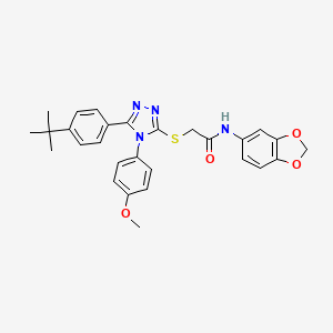 molecular formula C28H28N4O4S B12016540 N-(1,3-benzodioxol-5-yl)-2-{[5-(4-tert-butylphenyl)-4-(4-methoxyphenyl)-4H-1,2,4-triazol-3-yl]sulfanyl}acetamide 