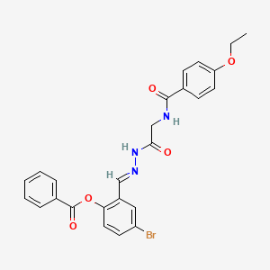 molecular formula C25H22BrN3O5 B12016559 4-Bromo-2-(2-(((4-ethoxybenzoyl)amino)acetyl)carbohydrazonoyl)phenyl benzoate CAS No. 769152-03-6