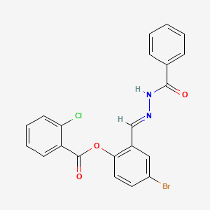 molecular formula C21H14BrClN2O3 B12016624 2-(2-Benzoylcarbohydrazonoyl)-4-bromophenyl 2-chlorobenzoate CAS No. 765310-09-6