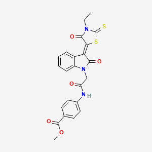 molecular formula C23H19N3O5S2 B12016642 methyl 4-({[(3Z)-3-(3-ethyl-4-oxo-2-thioxo-1,3-thiazolidin-5-ylidene)-2-oxo-2,3-dihydro-1H-indol-1-yl]acetyl}amino)benzoate CAS No. 609797-30-0
