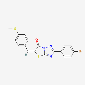 molecular formula C18H12BrN3OS2 B12016644 (5E)-2-(4-bromophenyl)-5-[4-(methylsulfanyl)benzylidene][1,3]thiazolo[3,2-b][1,2,4]triazol-6(5H)-one CAS No. 606962-23-6