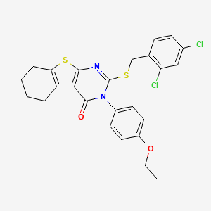 molecular formula C25H22Cl2N2O2S2 B12016679 2-[(2,4-dichlorobenzyl)sulfanyl]-3-(4-ethoxyphenyl)-5,6,7,8-tetrahydro[1]benzothieno[2,3-d]pyrimidin-4(3H)-one 