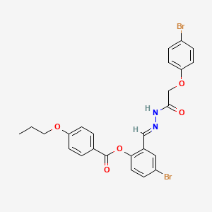 molecular formula C25H22Br2N2O5 B12016755 4-Bromo-2-(2-((4-bromophenoxy)acetyl)carbohydrazonoyl)phenyl 4-propoxybenzoate CAS No. 765288-96-8