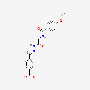 molecular formula C21H23N3O5 B12016769 Methyl 4-(2-(((4-propoxybenzoyl)amino)acetyl)carbohydrazonoyl)benzoate CAS No. 765907-73-1