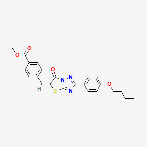 molecular formula C23H21N3O4S B12016778 Methyl 4-[(E)-(2-(4-butoxyphenyl)-6-oxo[1,3]thiazolo[3,2-B][1,2,4]triazol-5(6H)-ylidene)methyl]benzoate CAS No. 606962-78-1