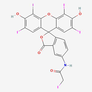 molecular formula C22H10I5NO6 B1201679 N-(3',6'-dihydroxy-2',4',5',7'-tetraiodo-3-oxospiro[2-benzofuran-1,9'-xanthene]-5-yl)-2-iodoacetamide CAS No. 86583-16-6