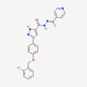 molecular formula C24H20ClN5O2 B12016791 3-{4-[(2-Chlorobenzyl)oxy]phenyl}-N'-[(E)-1-(4-pyridinyl)ethylidene]-1H-pyrazole-5-carbohydrazide 