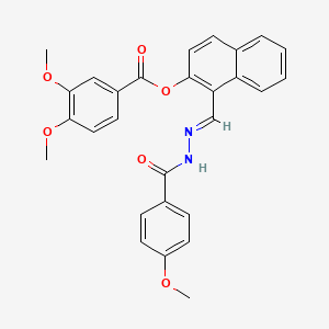 molecular formula C28H24N2O6 B12016793 1-(2-(4-Methoxybenzoyl)carbohydrazonoyl)-2-naphthyl 3,4-dimethoxybenzoate CAS No. 767314-38-5