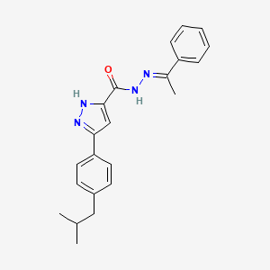 molecular formula C22H24N4O B12016807 3-(4-Isobutylphenyl)-N'-(1-phenylethylidene)-1H-pyrazole-5-carbohydrazide 