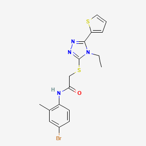 molecular formula C17H17BrN4OS2 B12016837 N-(4-Bromo-2-methylphenyl)-2-((4-ethyl-5-(thiophen-2-yl)-4H-1,2,4-triazol-3-yl)thio)acetamide CAS No. 618412-24-1