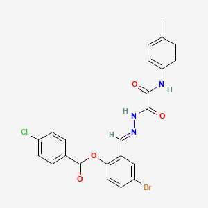 molecular formula C23H17BrClN3O4 B12016859 4-Bromo-2-(2-(oxo(4-toluidino)acetyl)carbohydrazonoyl)phenyl 4-chlorobenzoate CAS No. 769151-51-1