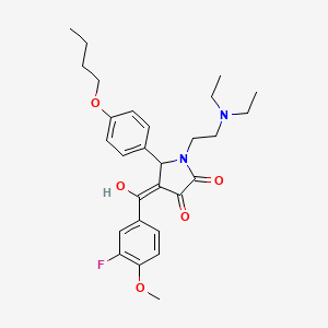 molecular formula C28H35FN2O5 B12016869 5-(4-Butoxyphenyl)-1-(2-(diethylamino)ethyl)-4-(3-fluoro-4-methoxybenzoyl)-3-hydroxy-1,5-dihydro-2H-pyrrol-2-one CAS No. 618074-87-6