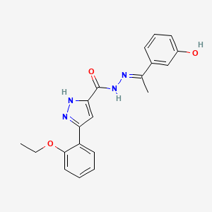molecular formula C20H20N4O3 B12016873 3-(2-Ethoxyphenyl)-N'-(1-(3-hydroxyphenyl)ethylidene)-1H-pyrazole-5-carbohydrazide CAS No. 402482-30-8