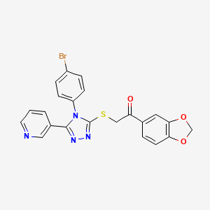 molecular formula C22H15BrN4O3S B12016929 1-(1,3-benzodioxol-5-yl)-2-{[4-(4-bromophenyl)-5-(3-pyridinyl)-4H-1,2,4-triazol-3-yl]sulfanyl}ethanone 