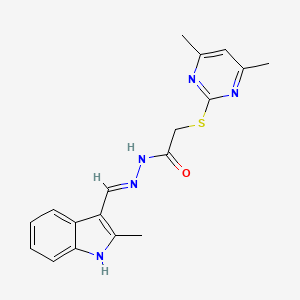 molecular formula C18H19N5OS B12016947 2-[(4,6-Dimethyl-2-pyrimidinyl)sulfanyl]-N'-[(E)-(2-methyl-1H-indol-3-YL)methylidene]acetohydrazide 