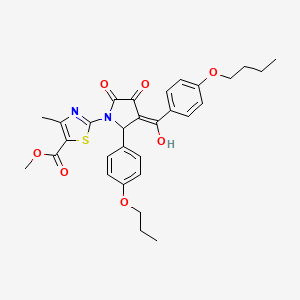 molecular formula C30H32N2O7S B12016950 Methyl 2-[3-(4-butoxybenzoyl)-4-hydroxy-5-oxo-2-(4-propoxyphenyl)-2,5-dihydro-1H-pyrrol-1-YL]-4-methyl-1,3-thiazole-5-carboxylate CAS No. 618071-74-2