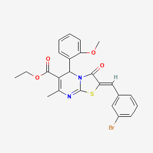 molecular formula C24H21BrN2O4S B12016999 ethyl (2Z)-2-(3-bromobenzylidene)-5-(2-methoxyphenyl)-7-methyl-3-oxo-2,3-dihydro-5H-[1,3]thiazolo[3,2-a]pyrimidine-6-carboxylate 