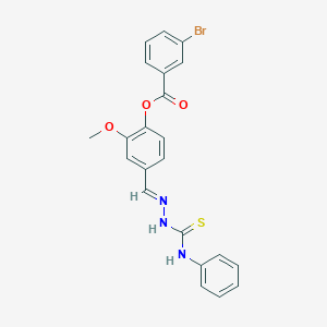 molecular formula C22H18BrN3O3S B12017011 4-(2-(Anilinocarbothioyl)carbohydrazonoyl)-2-methoxyphenyl 3-bromobenzoate CAS No. 769149-30-6