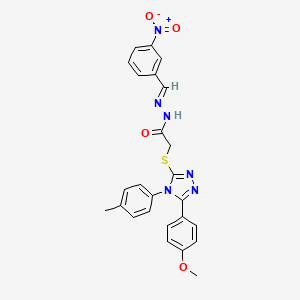 molecular formula C25H22N6O4S B12017017 2-{[5-(4-methoxyphenyl)-4-(4-methylphenyl)-4H-1,2,4-triazol-3-yl]sulfanyl}-N'-[(E)-(3-nitrophenyl)methylidene]acetohydrazide 