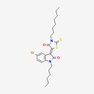 molecular formula C25H33BrN2O2S2 B12017029 (3Z)-5-bromo-1-hexyl-3-(3-octyl-4-oxo-2-thioxo-1,3-thiazolidin-5-ylidene)-1,3-dihydro-2H-indol-2-one 