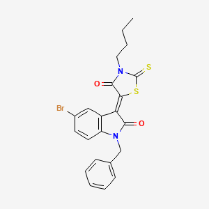 molecular formula C22H19BrN2O2S2 B12017036 (3Z)-1-benzyl-5-bromo-3-(3-butyl-4-oxo-2-thioxo-1,3-thiazolidin-5-ylidene)-1,3-dihydro-2H-indol-2-one 