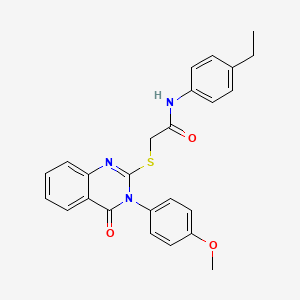 molecular formula C25H23N3O3S B12017086 N-(4-ethylphenyl)-2-{[3-(4-methoxyphenyl)-4-oxo-3,4-dihydroquinazolin-2-yl]sulfanyl}acetamide 