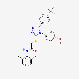 molecular formula C30H34N4O2S B12017118 2-{[5-(4-tert-butylphenyl)-4-(4-methoxyphenyl)-4H-1,2,4-triazol-3-yl]sulfanyl}-N-(2,4,6-trimethylphenyl)acetamide 