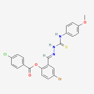 molecular formula C22H17BrClN3O3S B12017131 [4-bromo-2-[(E)-[(4-methoxyphenyl)carbamothioylhydrazinylidene]methyl]phenyl] 4-chlorobenzoate CAS No. 769150-53-0