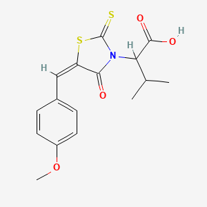 molecular formula C16H17NO4S2 B12017140 2-[(5E)-5-(4-methoxybenzylidene)-4-oxo-2-thioxo-1,3-thiazolidin-3-yl]-3-methylbutanoic acid 
