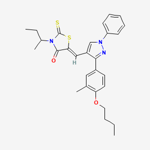 molecular formula C28H31N3O2S2 B12017155 (5Z)-5-{[3-(4-Butoxy-3-methylphenyl)-1-phenyl-1H-pyrazol-4-YL]methylene}-3-sec-butyl-2-thioxo-1,3-thiazolidin-4-one CAS No. 624724-33-0
