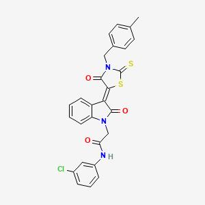 molecular formula C27H20ClN3O3S2 B12017156 N-(3-chlorophenyl)-2-{(3Z)-3-[3-(4-methylbenzyl)-4-oxo-2-thioxo-1,3-thiazolidin-5-ylidene]-2-oxo-2,3-dihydro-1H-indol-1-yl}acetamide CAS No. 617696-37-4