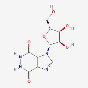 molecular formula C10H12N4O6 B1201716 3-[(2R,3R,4S,5R)-3,4-dihydroxy-5-(hydroxymethyl)tetrahydrofuran-2-yl]-5,6-dihydroimidazo[4,5-d]pyridazine-4,7-dione 
