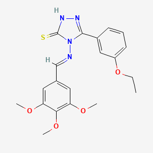molecular formula C20H22N4O4S B12017162 5-(3-Ethoxyphenyl)-4-{[(E)-(3,4,5-trimethoxyphenyl)methylidene]amino}-4H-1,2,4-triazol-3-YL hydrosulfide 