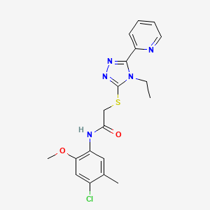 molecular formula C19H20ClN5O2S B12017175 N-(4-chloro-2-methoxy-5-methylphenyl)-2-{[4-ethyl-5-(pyridin-2-yl)-4H-1,2,4-triazol-3-yl]sulfanyl}acetamide CAS No. 573943-64-3
