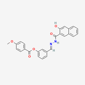 molecular formula C26H20N2O5 B12017176 3-(2-(3-Hydroxy-2-naphthoyl)carbohydrazonoyl)phenyl 4-methoxybenzoate CAS No. 769155-92-2