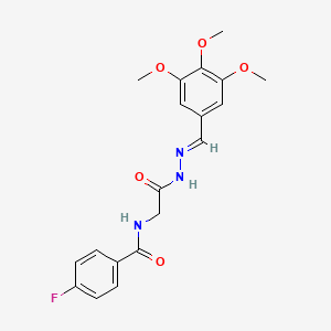 molecular formula C19H20FN3O5 B12017190 4-Fluoro-N-(2-oxo-2-(2-(3,4,5-trimethoxybenzylidene)hydrazino)ethyl)benzamide CAS No. 765278-17-9