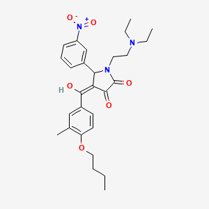 molecular formula C28H35N3O6 B12017245 4-[(4-butoxy-3-methylphenyl)carbonyl]-1-[2-(diethylamino)ethyl]-3-hydroxy-5-(3-nitrophenyl)-1,5-dihydro-2H-pyrrol-2-one 