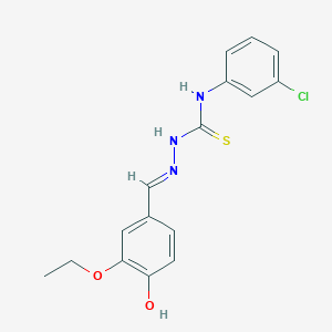 molecular formula C16H16ClN3O2S B12017258 1-(3-chlorophenyl)-3-[(E)-(3-ethoxy-4-hydroxyphenyl)methylideneamino]thiourea CAS No. 769153-34-6