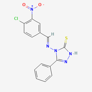 molecular formula C15H10ClN5O2S B12017270 4-{[(E)-(4-chloro-3-nitrophenyl)methylidene]amino}-5-phenyl-4H-1,2,4-triazole-3-thiol 