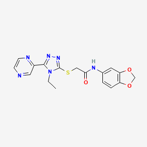 molecular formula C17H16N6O3S B12017290 N-(Benzo[d][1,3]dioxol-5-yl)-2-((4-ethyl-5-(pyrazin-2-yl)-4H-1,2,4-triazol-3-yl)thio)acetamide CAS No. 618427-24-0