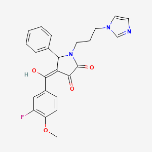 molecular formula C24H22FN3O4 B12017296 1-(3-(1H-Imidazol-1-yl)propyl)-4-(3-fluoro-4-methoxybenzoyl)-3-hydroxy-5-phenyl-1H-pyrrol-2(5H)-one CAS No. 618075-07-3