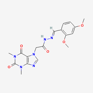 molecular formula C18H20N6O5 B12017302 N'-[(E)-(2,4-dimethoxyphenyl)methylidene]-2-(1,3-dimethyl-2,6-dioxo-1,2,3,6-tetrahydro-7H-purin-7-yl)acetohydrazide 