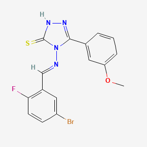 molecular formula C16H12BrFN4OS B12017307 4-{[(E)-(5-Bromo-2-fluorophenyl)methylidene]amino}-5-(3-methoxyphenyl)-4H-1,2,4-triazole-3-thiol 