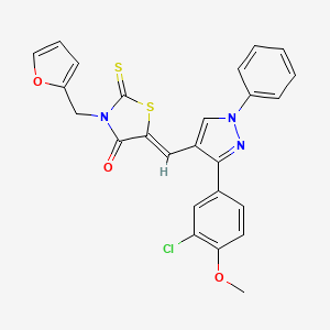 molecular formula C25H18ClN3O3S2 B12017392 (5Z)-5-{[3-(3-chloro-4-methoxyphenyl)-1-phenyl-1H-pyrazol-4-yl]methylene}-3-(2-furylmethyl)-2-thioxo-1,3-thiazolidin-4-one CAS No. 624723-99-5