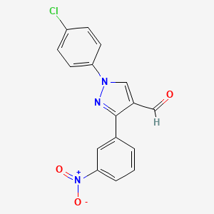 molecular formula C16H10ClN3O3 B12017424 1-(4-chlorophenyl)-3-(3-nitrophenyl)-1H-pyrazole-4-carbaldehyde CAS No. 618098-98-9