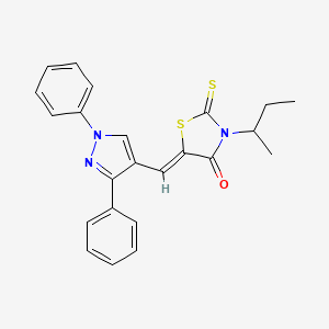 molecular formula C23H21N3OS2 B12017459 (5Z)-3-sec-butyl-5-[(1,3-diphenyl-1H-pyrazol-4-yl)methylene]-2-thioxo-1,3-thiazolidin-4-one CAS No. 624724-34-1