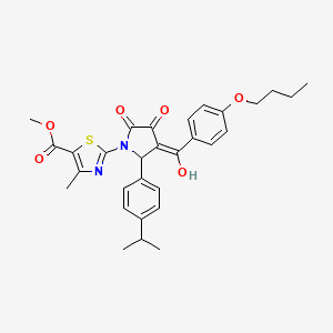 molecular formula C30H32N2O6S B12017489 Methyl 2-(3-(4-butoxybenzoyl)-4-hydroxy-2-(4-isopropylphenyl)-5-oxo-2,5-dihydro-1H-pyrrol-1-YL)-4-methyl-1,3-thiazole-5-carboxylate CAS No. 617694-50-5