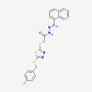 molecular formula C23H20N4OS3 B12017569 2-({5-[(4-methylbenzyl)sulfanyl]-1,3,4-thiadiazol-2-yl}sulfanyl)-N'-[(E)-naphthalen-1-ylmethylidene]acetohydrazide 